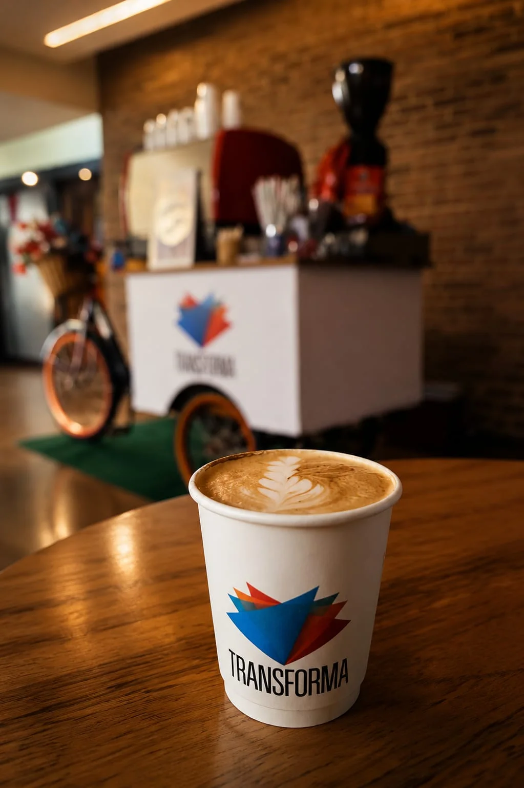 Latte art em copo personalizado Transforma